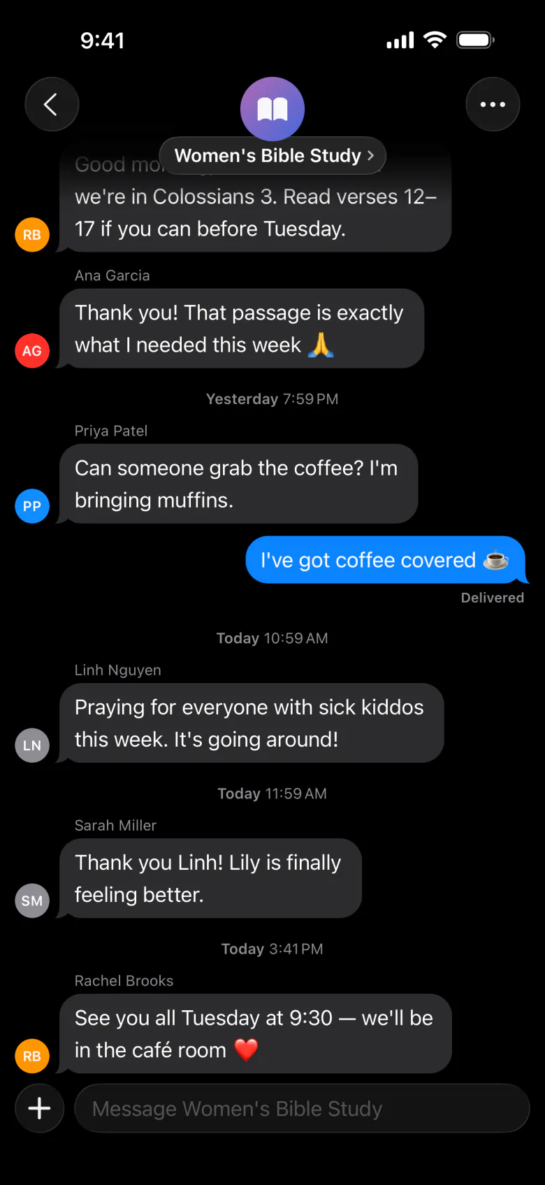 Group messaging in the member app
