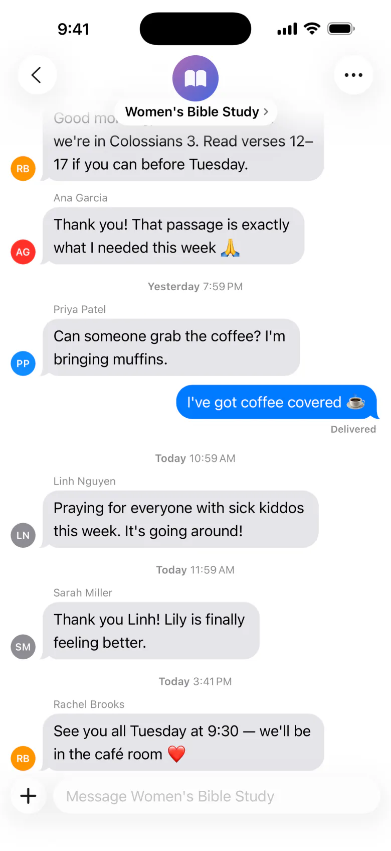 Group messaging in the member app