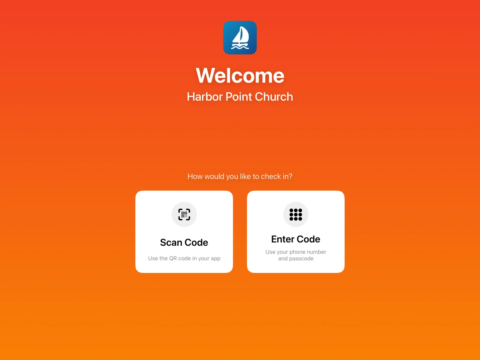 Self-service check-in in the Check-In Portal App on an iPad at the welcome desk