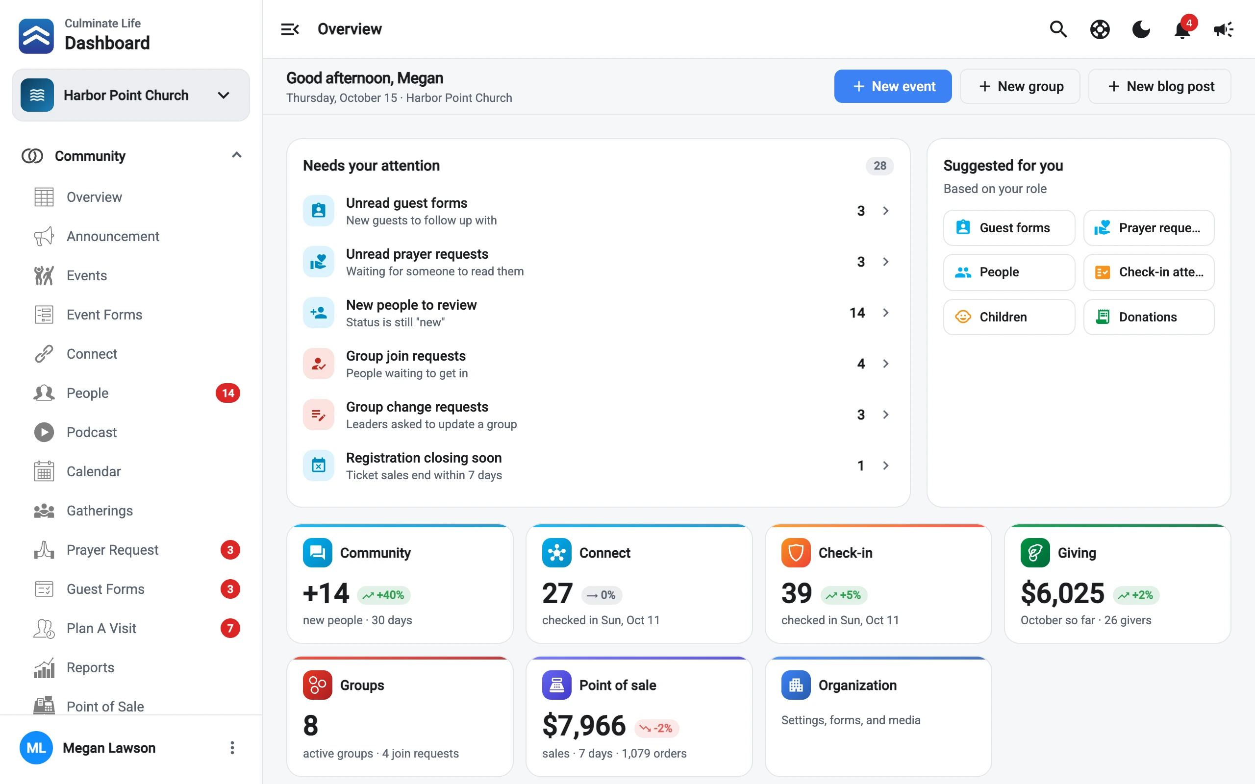 The Culminate Life dashboard